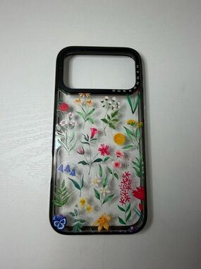 Rosanna Black-Trim Clear Phone Case with Multicolor Floral Design